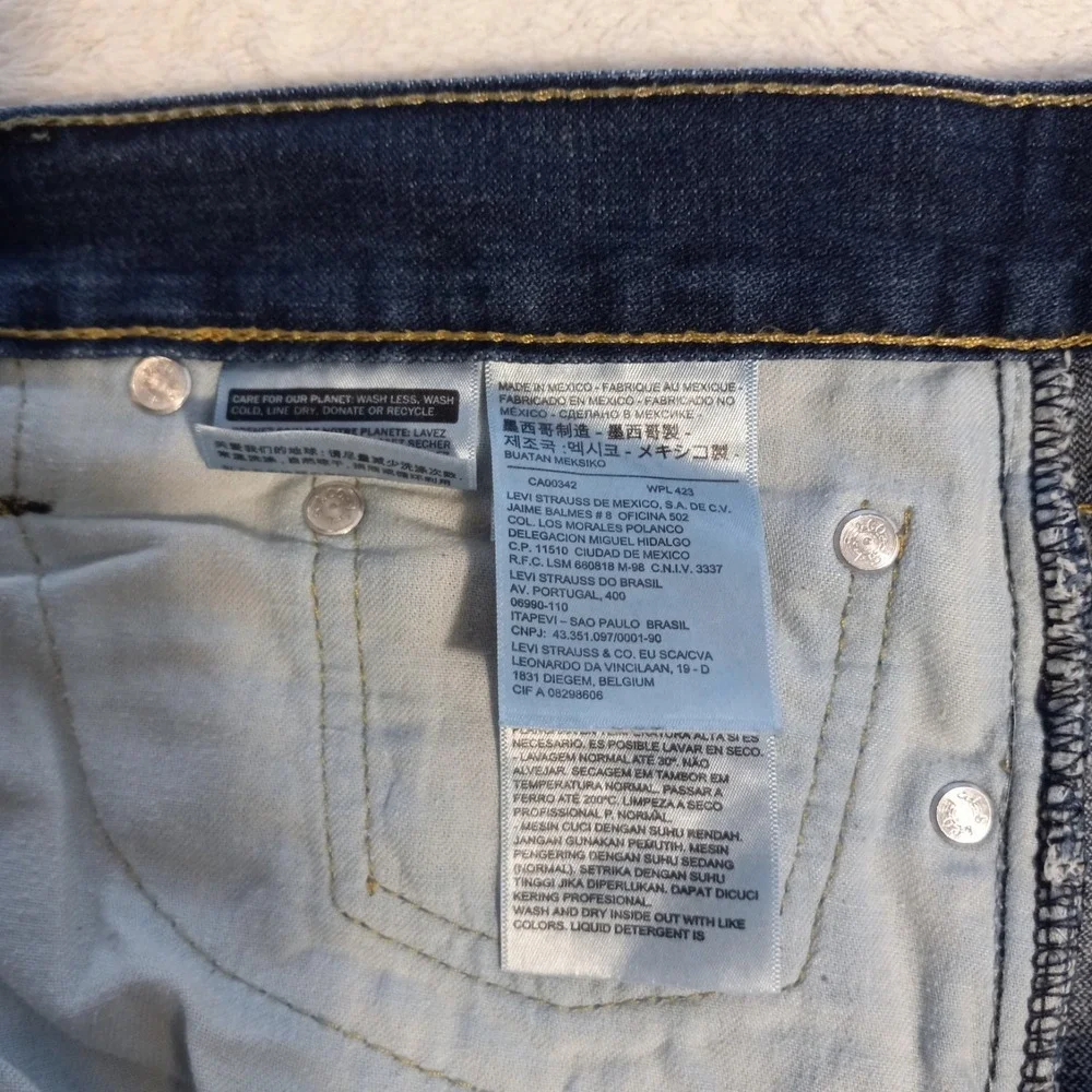 Levi 513 Slim Straight Jeans Mens 34x32 Blue Denim Stretch Pants